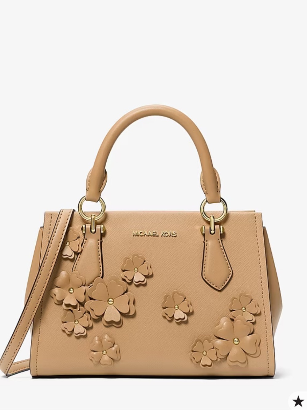MICHAEL KORS Marilyn Small Floral Embellished Satchel Camel color - Picture 15 of 15